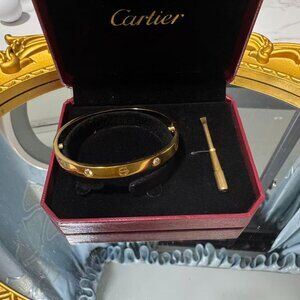Cartier Gold and Red Love Bracelet Set